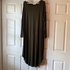 Olive green plus size midi dress modest